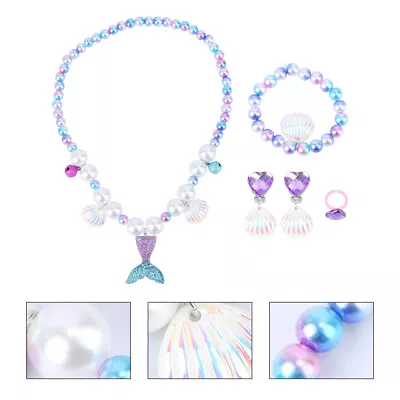 Buy  Pearl Necklace Bracelet Girls Princess Dress Up Earrings Halloween Mermaid • 7.99£