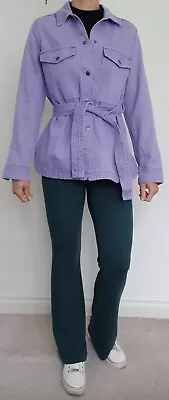 Buy Zara Overshirt Denim Oversized Jacket Tie Belt Lilac Size XS • 10£