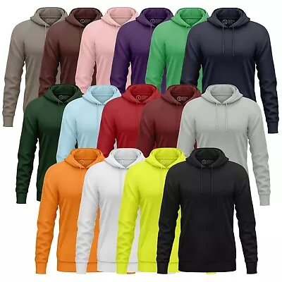 Buy Pullover Hoodies For Men Long Sleeve Hooded Sweatshirt Plain Jumper Fleece Top • 11£