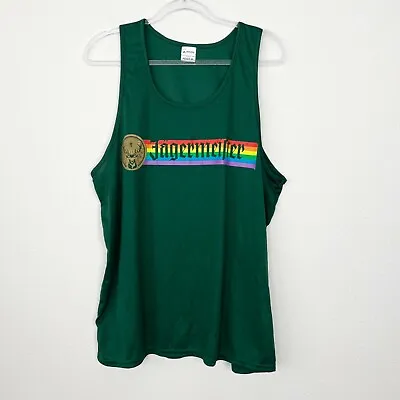 Buy Jagermeister Womens XL Green Rainbow Athletic Graphic Tank Top Moisture Wicking • 14.17£