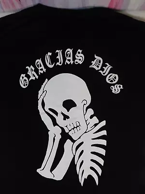 Buy Gracias Dios T-Shirt Mens Size Large Skull Streetwear Graphics Black • 12.36£