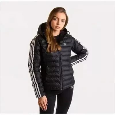 Buy New Adidas Originals Womens 3-Stripes Hooded Sports Jacket Black S M XL RRP £85 • 39.95£
