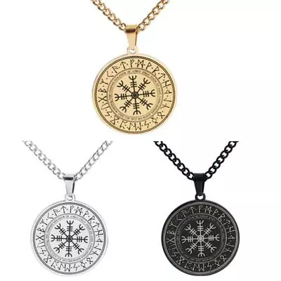 Buy Men's Viking Jewelry Runic Amulet- & Talisman- Stainless Steel Pendant Necklace • 4.30£