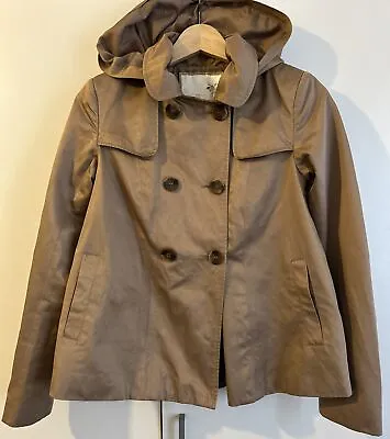 Buy New Look Coat Jacket Short Hooded Double Breasted Beige Used UK 8 • 5.99£
