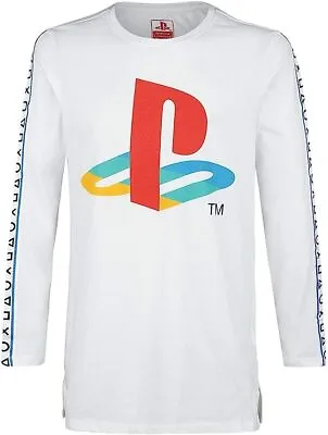Buy Official Playstation Logo Taping Mens White Long Sleeve T Shirt Playstation Tee • 19.95£