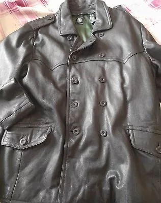 Buy Mens DKNY Black Military Leather Jacket Coat U-boat. Removable Winter Liner. VGC • 69.99£
