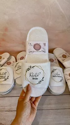 Buy Bridal Party Slippers, Personalised Bridesmaid Slippers, Open Toe Spa Slippers • 6.99£
