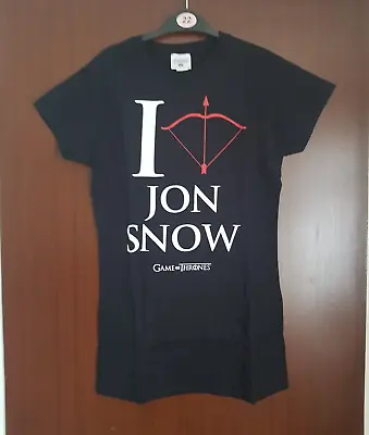 Buy Game Of Thrones I Love Jon Snow Black T-Shirt Gildan NEW Size Ladies L • 9.99£