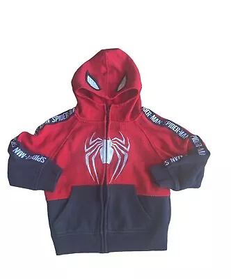 Buy Spiderman Graphic Hoodie Sweatshirt Full Zip With Mask Toddler Size 4T • 10.26£