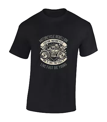Buy Skull Motorcycle Rebellion Mens T Shirt Biker Chopper Motorbike Clothing Top • 8.99£