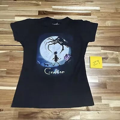 Buy Coralline Girls Black T-Shirt Movie Tim Burton M • 6.31£