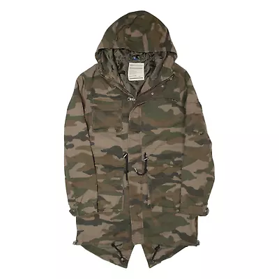 Buy H&M Mens Jacket Green Hooded Camouflage XS • 22.99£
