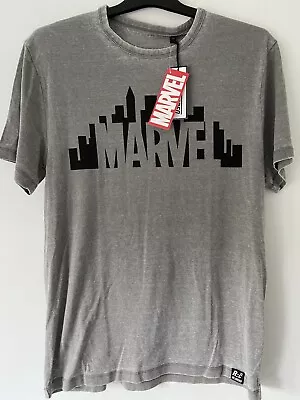 Buy Marvel City Logo Light Grey Burnout Unisex T-Shirt • 7£