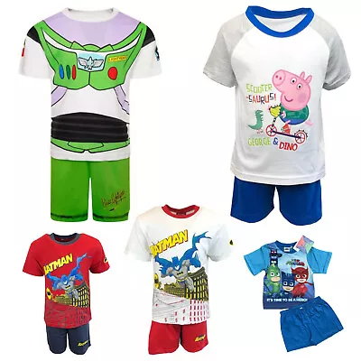 Buy Boys Pyjamas Short Sleeve T-Shirt & Shorts Set Baby Toy Story Batman Peppa Pig • 6.45£