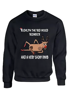 Buy Christmas Party Jumper 2023, Fun Novelty/ Rude Rudolph , Ugly Christmas Jumper. • 25£