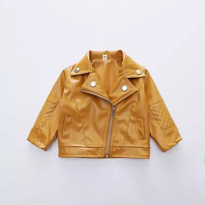 Buy Jacket Girls Leather Coat Boys Faux Kids Cool Baby Biker Zip Up Outwear Jeckets • 24.99£