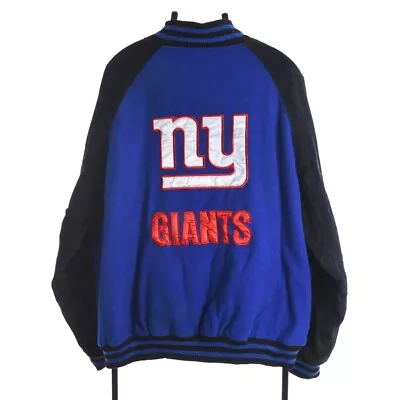 Buy Vintage NFL New York Giants Varsity Jacket Blue Black XL • 22£