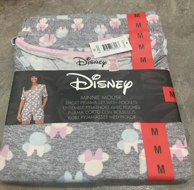 Buy Womens Pyjama Set Size M Disney Minnie Mouse PJs Long GREY Pockets New Tags • 5.99£
