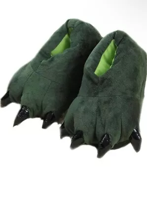 Buy Fun Green Dinosaur Slippers Mens Size 7/8 • 10£
