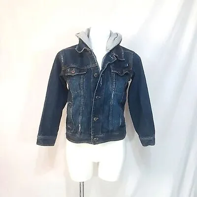 Buy Calvin Klein Cropped Denim Jacket With Hoodie Medium • 26.99£