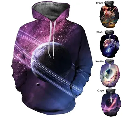 Buy Galaxy Planet Hoodie Sweatshirt Mens Graphic Print Top Streetwear XS-6XL • 33.79£