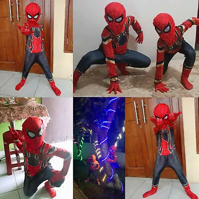 Buy Kids Boys Spiderman Jumpsuit Super Hero Fancy Dress Up Cosplay Costume Party • 12.24£