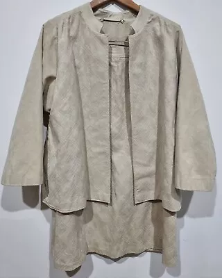 Buy Alcantara Iganto Faux Leather Suede Jacket + Skirt Set Beige Women's 12 Vintage • 93.94£