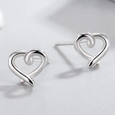 Buy 925 Sterling Silver Heart Swirl Stud Earrings Womens Girls Jewellery Xmas New UK • 2.97£