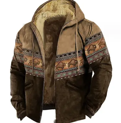 Buy Men's Vintage Hoodie Cowboy Print Western Loose Yellowstone Western Zip Jacket.  • 11£