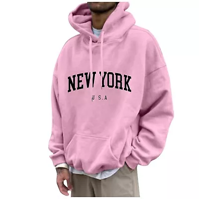 Buy Mens Pullover Hoodie Hooded Sweatshirt Tops NEW YORK Printed Plain Hoody Jumper • 16.91£