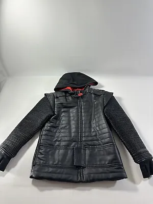 Buy Disney Store Star Wars Black Kylo Ren Hooded Faux Leather Bomber Jacket Size 7/8 • 17.76£