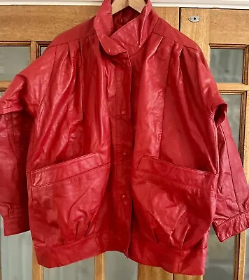 Buy MILAN Designer Vintage Real Leather Jacket Coat Men Women Unisex Red XL BNWOT • 95£