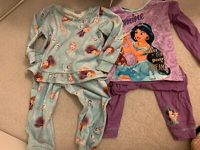 Buy Girls Disney Frozen Elsa & Olaf Fleecy Warm Pyjamas & Aladdin’s Jasmin Pjs 2-3 • 7£
