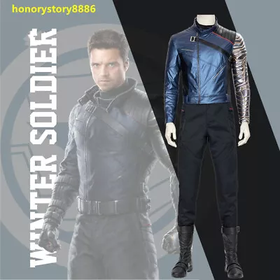 Buy Avengers Winter Soldier Coat Tops Outfit Cosplay Costume Halloween Men's Clothes • 224.25£