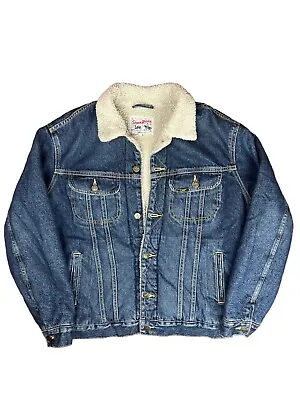 Buy Lee Storm Rider Mens Denim Jeans Sherpa Trucker Winter Jacket Size M • 49£