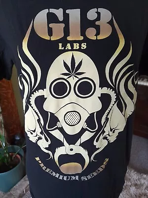 Buy G13 Labs Premium Seeds Gasmask Black UV Cotton T Shirt Ganja Cannabis Weed M • 8£