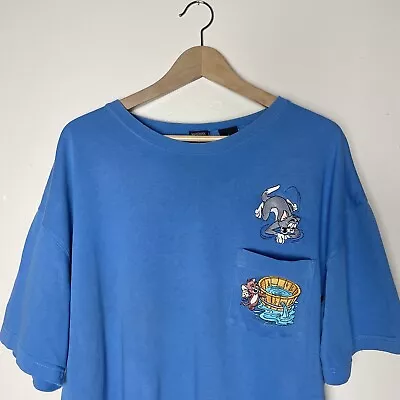 Buy Vintage 1997 Warner Bros Tom And Jerry Blue Tee T-shirt L (oversized) • 30£