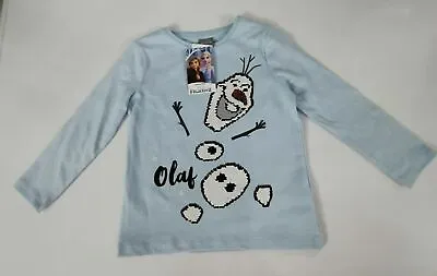 Buy Girl Kids Frozen 2 Olaf Long Sleeve T-Shirt Reversible Sequin Top • 8.99£