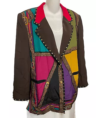 Buy Vintage Diane Gilman 100% Silk Jacket Plus Size 1X Funky Retro 80's 90's Blazer • 212.62£