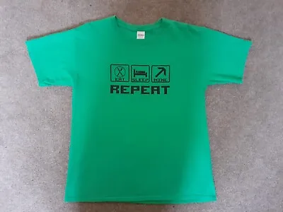 Buy MINECRAFT Eat Sleep Mine Repeat Green T-Shirt Fancy Dress Teen Boy Girl • 2.99£