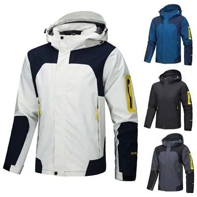 Buy Men Waterproof Jacket Hooded Coat Outwear Lightweight Windbreaker Hoodie EU Size • 21.99£
