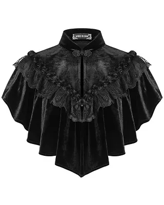 Buy Dark In Love Womens Gothic Shrug Cape Black Velvet Shawl Steampunk VTG Victorian • 24.99£