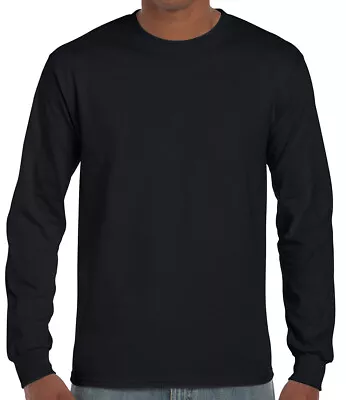 Buy Gildan Men Ultra Cotton Long Sleeve T-Shirt Classic Rib Tee Adult Jersey Tee Top • 9.38£