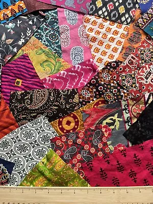Buy Patterned Boho Fabric Scrap Pack 50 Pcs - Crafts, Slow Stitching, Collage, Dolls • 7.29£