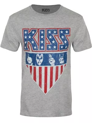 Buy KISS Men Cotton Jersey Grey Graphic Print Retro Rock Band T Shirt Top M L XL 2XL • 10.99£