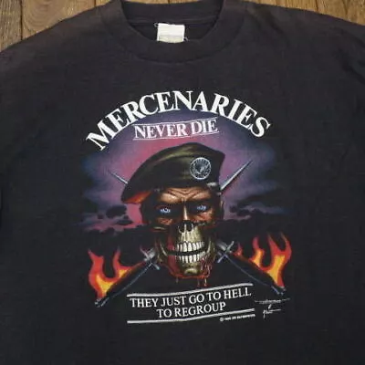 Buy 1988 Mercenaries Never Die Jrs T-Shirt Xl Black Skull Usaf Military Us Army Air • 133.86£