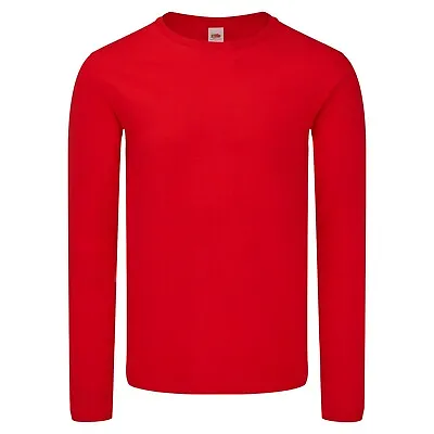Buy Mens Long Sleeve T-Shirt Plain Casual Top Round Crew Neck Tee Fruit Of The Loom • 8.15£