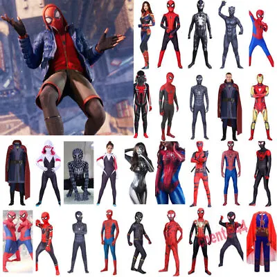 Buy Superhero Spiderman Cosplay Costume Fancy-Dress Up Halloween Jumpsuit Adult Kids • 19.15£