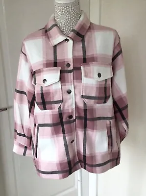 Buy OROMISS Pink Check Shirt Jacket Size Small UK 10-12 • 4.99£