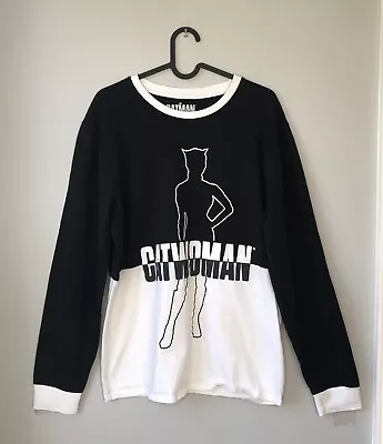 Buy DC Comics Catwoman Contrast Panel Long Sleeve T-Shirt Colorblock Womens Size M • 9.45£